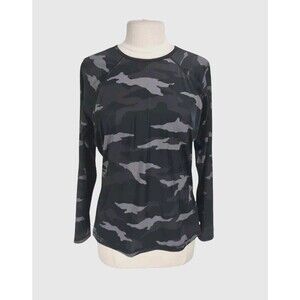 ATHLETA Women Athletics Wear Size XL Camouflaged Print Crew Neck Long Sleeve 81P